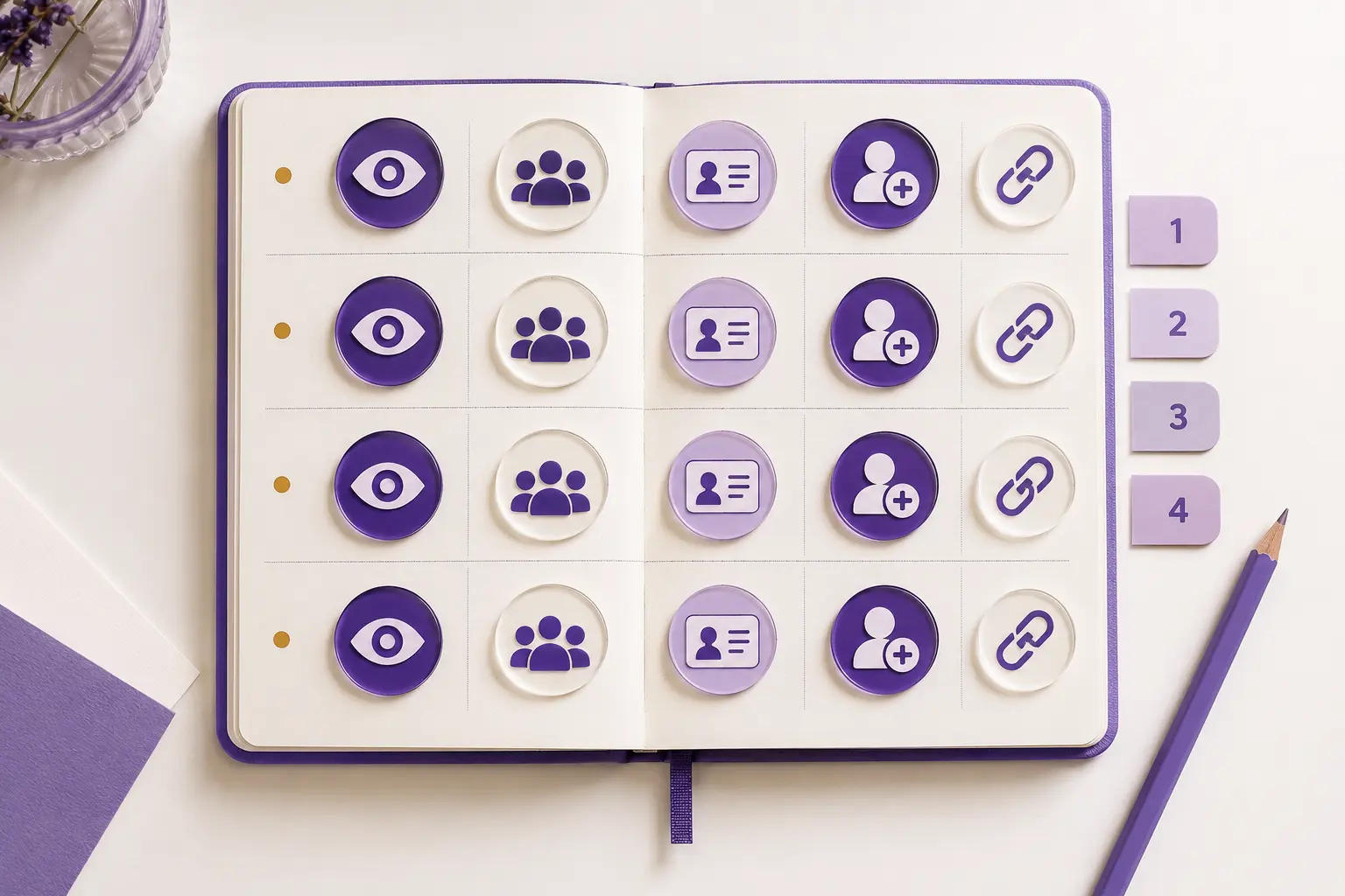 A four-week planner using tokens for impressions, reach, profile visits, follows and link visits